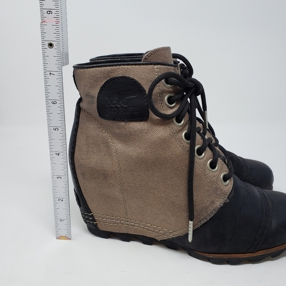 SOREL PDX Wedge Lace-Up Canvas Leather Waterproof Booties Boots size 7.5 - Picture 10 of 11